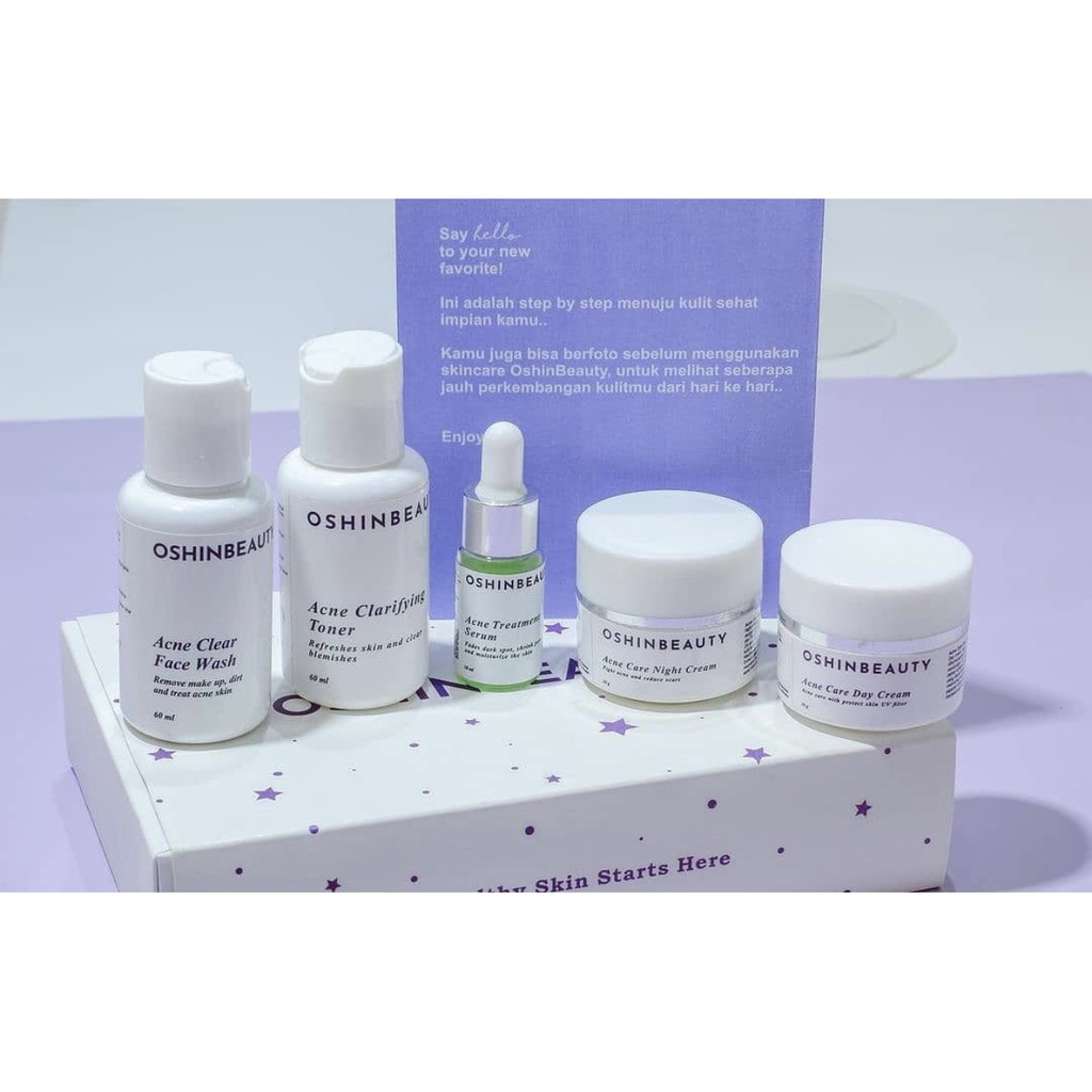 (OSHINBEAUTY) Paket Skincare Glow dan Acne Series Complete BPOM [Free Gift/Bonus]-ACNE COMPLETE