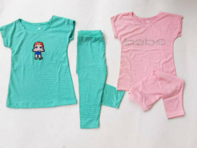 Setelan Legging Spandek Katun Polos S M L XL