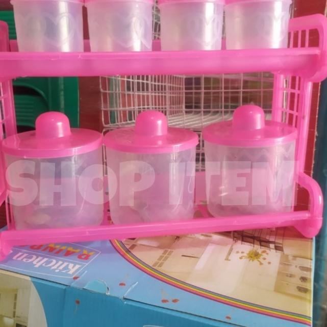 _➣ Tempat Bumbu Set Dapur / Toples Rak Bumbu Plastik (Promo)