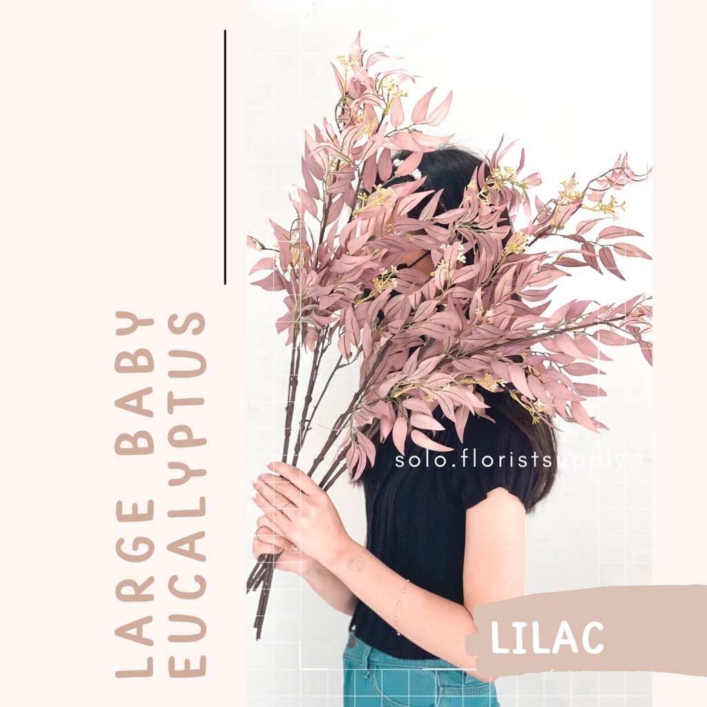 Artificial Large Baby Eucalyptus Leaf Daun Hiasan Palsu Plastik Buatan Dekorasi Artificial Leaf Caba