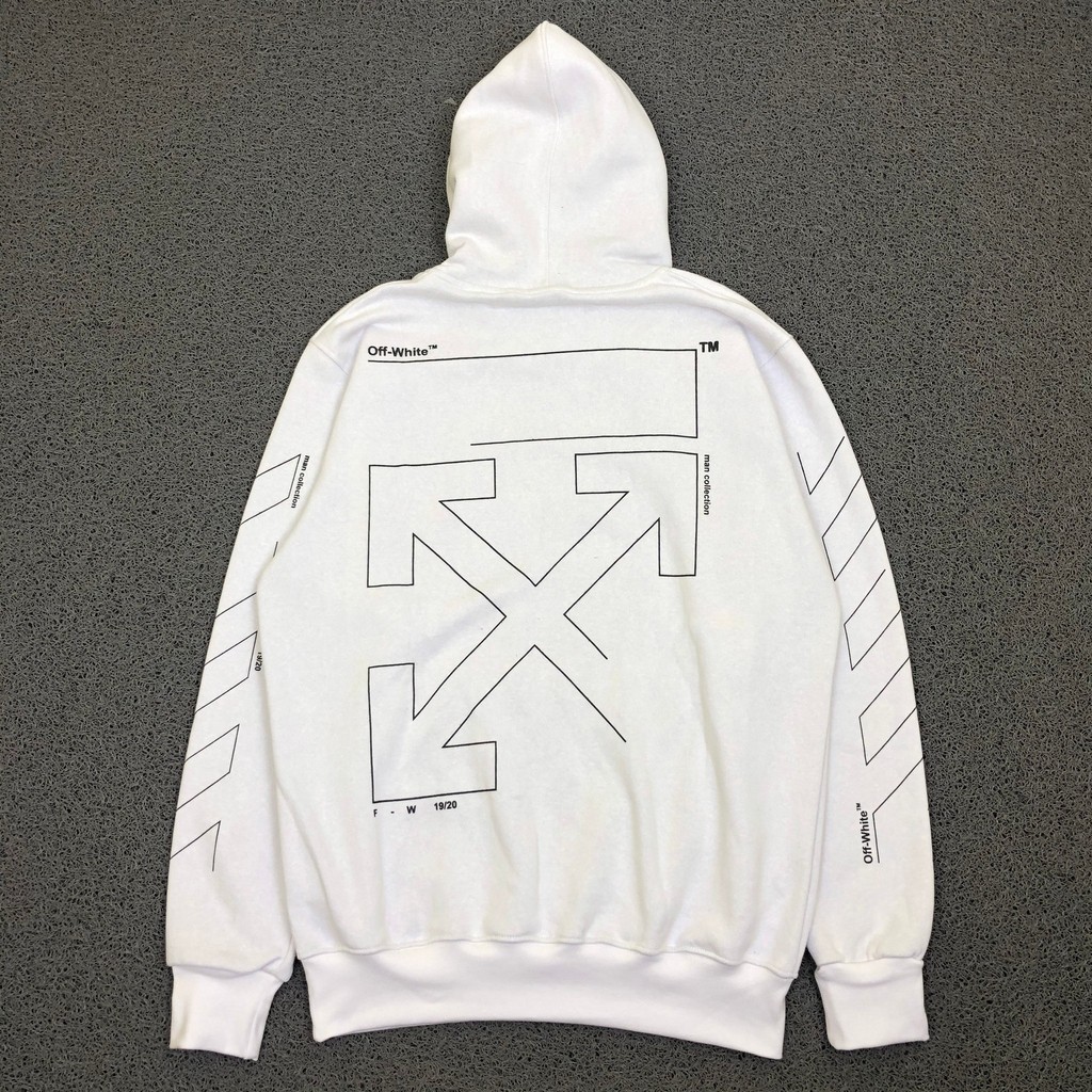 JAKET SWEATER HOODIE OFF WHITE UNFINISHED ARROW WHITE AUTHENTIC ORIGINAL