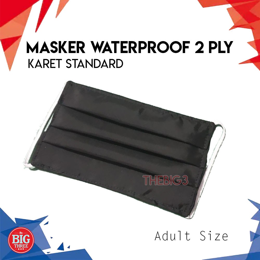 Masker WATER PROOF 2 PLY Hitam / Masker Mulut Kain Karet premium waterproof tahan air - thebig3