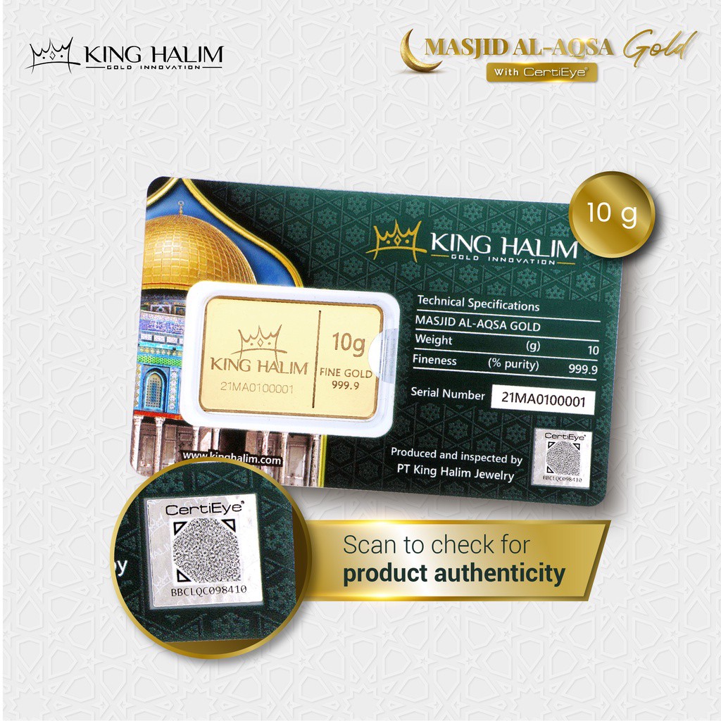 Logam Mulia King Halim / LM KH &quot;Masjid Al-Aqsa&quot; 24K 10 gram - SDW Gold -