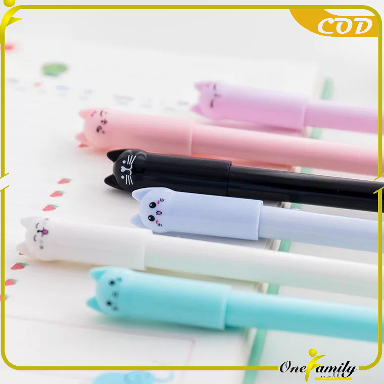 

ONE-A14 Pulpen Gel Karakter Kucing Pena Unik Bolpen Motif Kucing Stationary Alat Tulis lucu