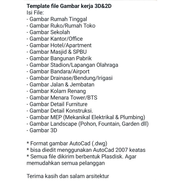 TEMPLATE FILE GAMBAR KERJA (AUTOCAD&DWG) 3D+2D