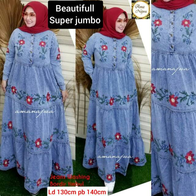 GAMIS  JEANS BEAUTIFUL SUPER JUMBO BY AMA NAJWA