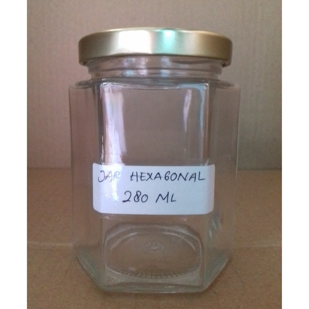 Toples / Jar Kaca Bening 280ml - HEXAGONAL REKONDISI (12 PCS)
