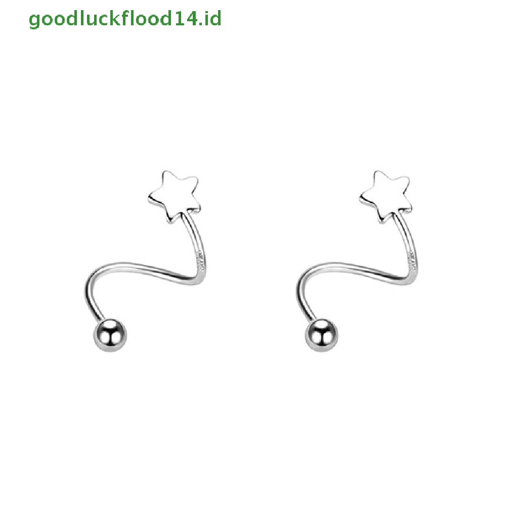 1 Pc Anting Stud Bentuk Bintang Hati Bahan Stainless Steel Untuk Wanita