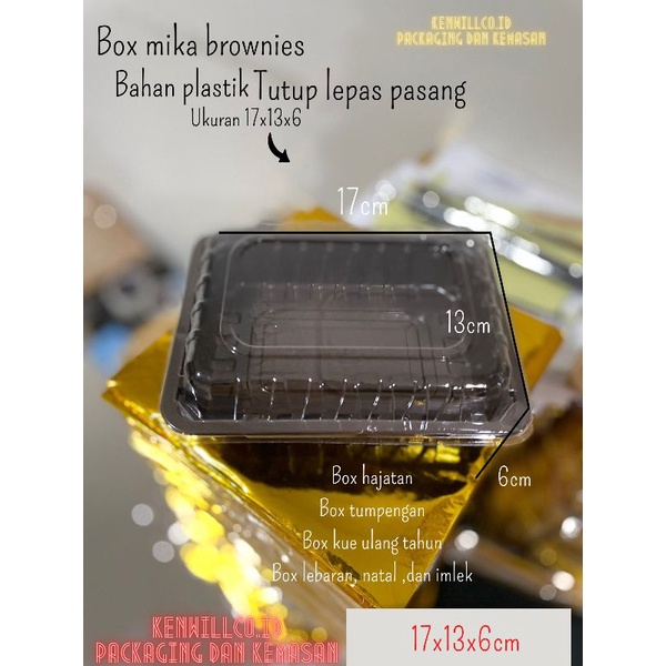 

BOX MIKA PLASTIK BROWNIES DAN SPIKOE 17.5X13X6CM BOX KUE BOX SPIKOE