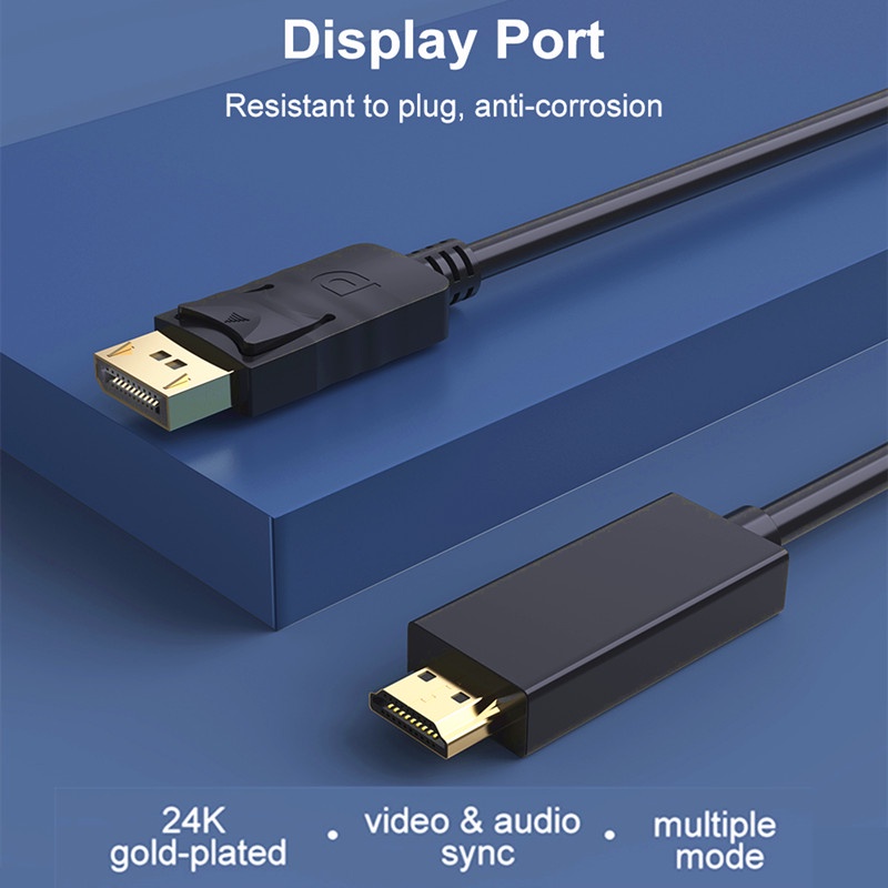 Kabel Adapter Displayport 1080P 60Hz Male to Male Lapis Emas Panjang 1.8M Untuk PC / Proyektor HD