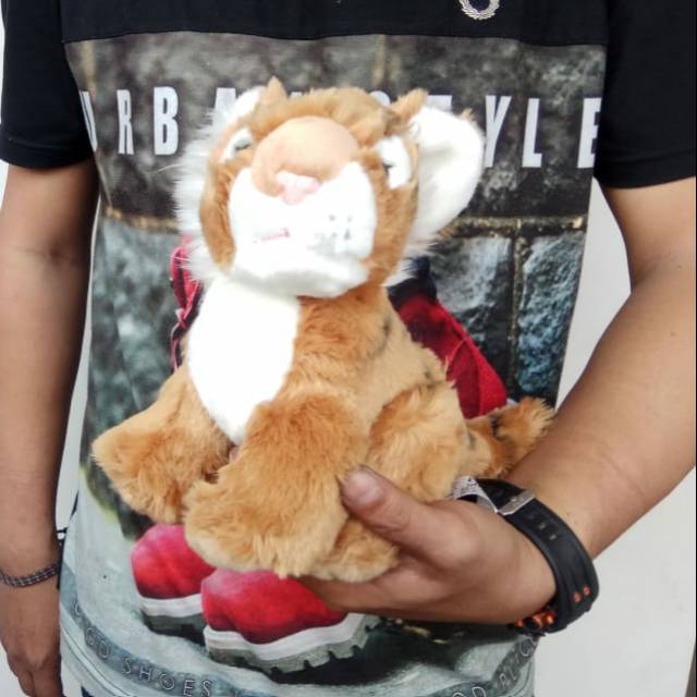 boneka animal tiger singa uk.30cm taman safari macan leon animal taman safari