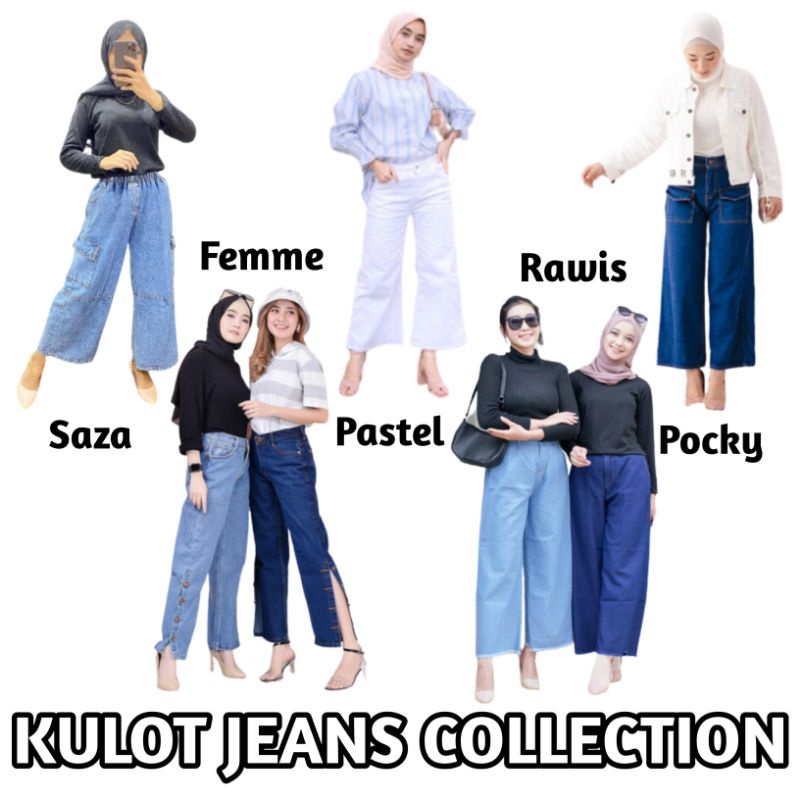 Terlaris! KULOT JEANS HIGH WAIST LOOSE WARNA SNOW PASTEL HITS 1KG MUAT 4PCS