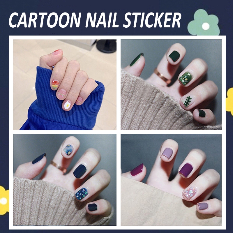 QY090-110 Pelekat Kuku Finger Cartoon DIY Nail Sticker Fashion 3D Nail Sticker False Nails Art 14Pcs/sheet