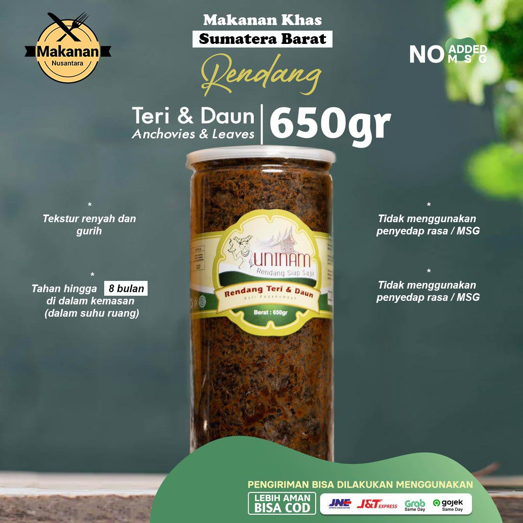

Rendang Teri Daun 650gr / Cemilan Siap Saji Makanan Cepat Saji Makanan Kemasan Rendang Padang