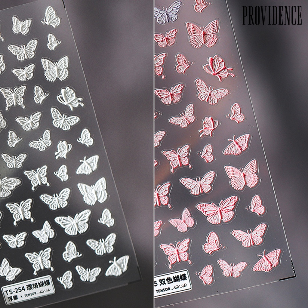 Providence Nail Sticker Engraved Butterfly Shape Mini Pretty Pink Color Butterfly Shape Charm Decals for Manicure