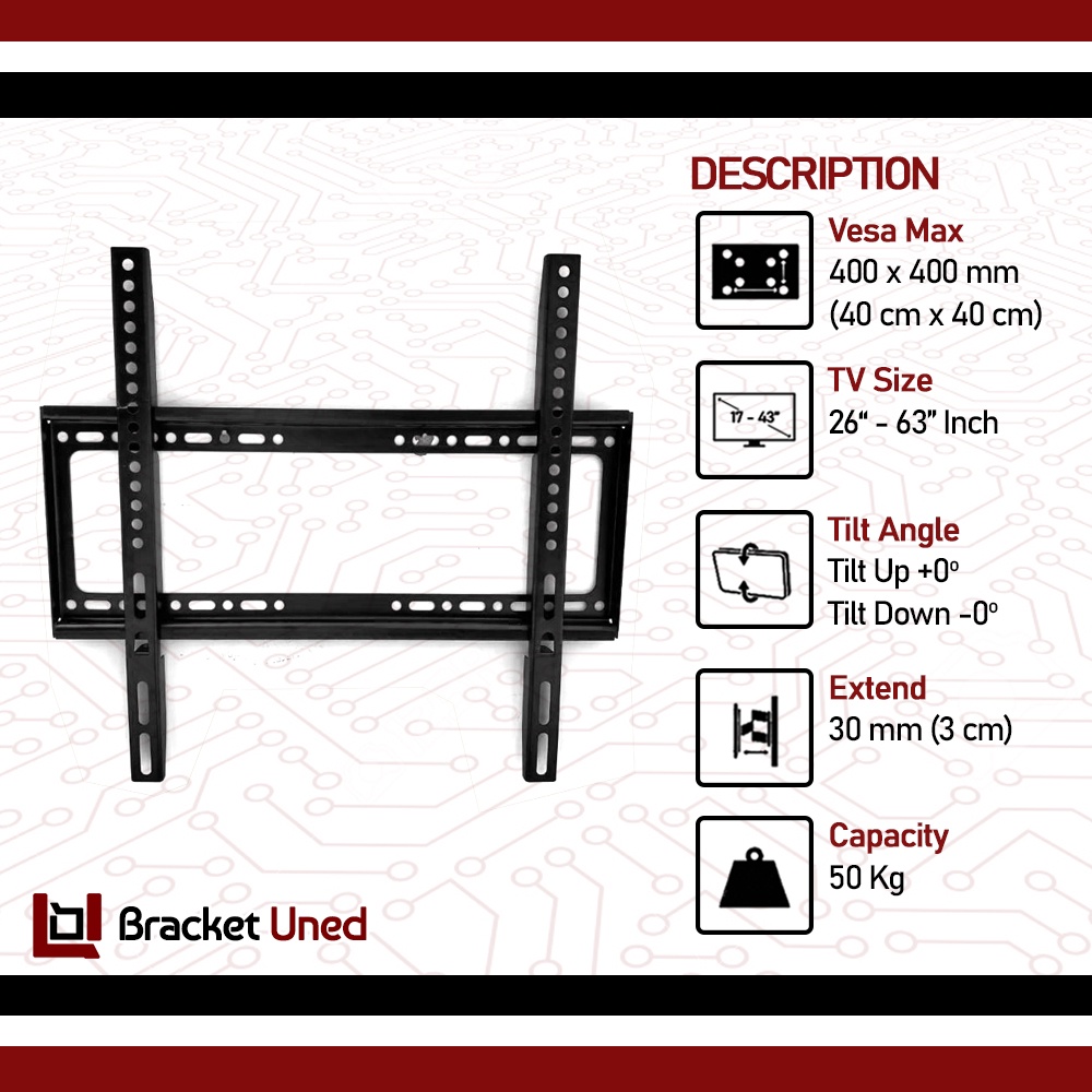 Bracket TV 50 55 43 32 40 43 42 49 Inch Cocok Semua Merk Tv Tebal 2 Arah Waterpass Nunduk Dangak Universal Breket TV Briket TV Braket TV Bracket TV 55 Inch - 32 In BU1