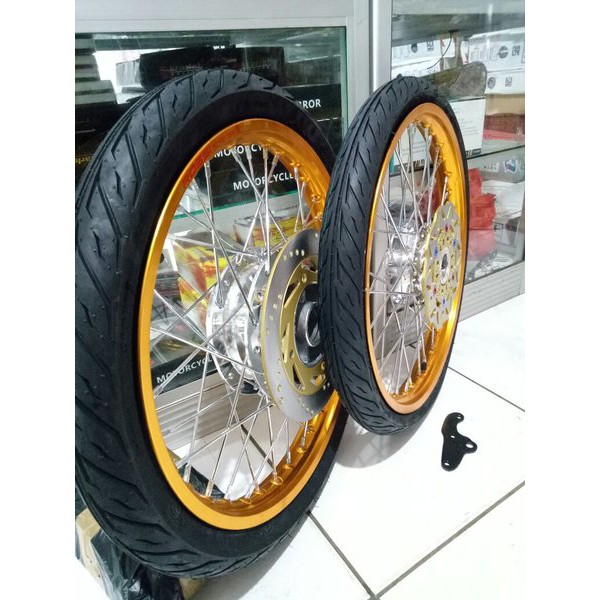 Sepaket Velg Jari Jari Tromol Ring 17 Ninja R-Ninja RR Ban Dalam dan Ban Luar Bisa Request Dll