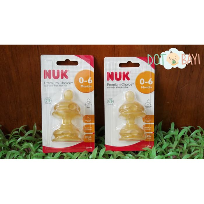 BEST COLLECTION Dot Yellow Latex Susu Bayi Premium Wide Neck NUK 0-6 months/bulan Uk L STARSELLER