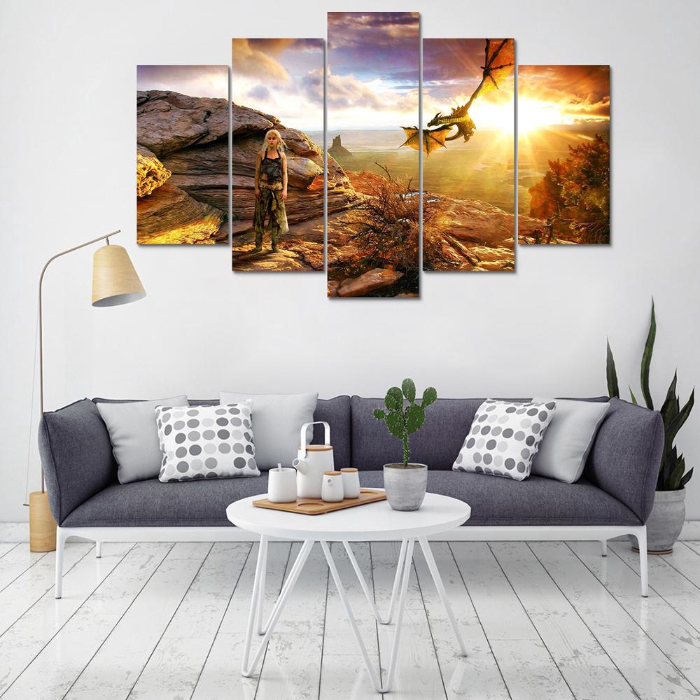 5 Board Throne Game Hd Art Canvas Print Painting Home Decoration Modern Wall Art Poster Shopee Indonesia