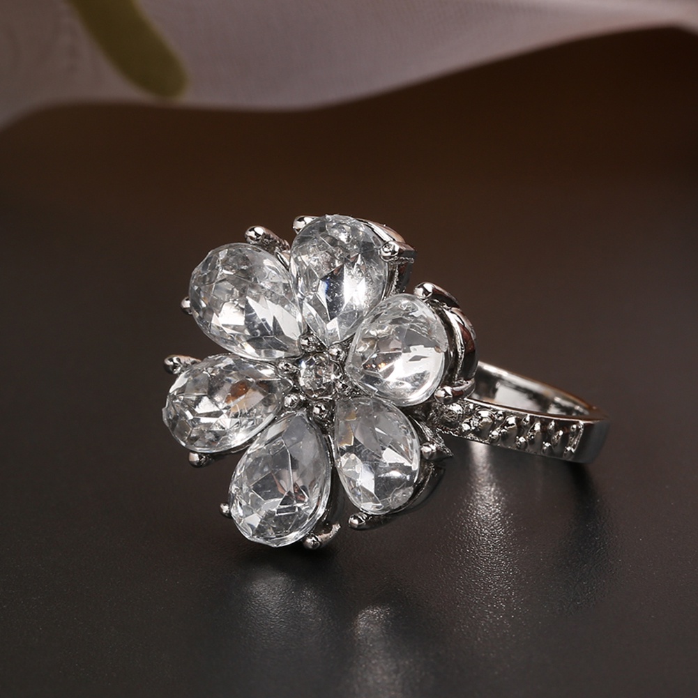 Hu Hu Hu Hu Hu Alat Bantu Pasang Kacamata♡ Cincin Wanita Desain Bunga Hias Cubic Zirconia Gaya Trendy Untuk Pernikahanpertunanganhadiah