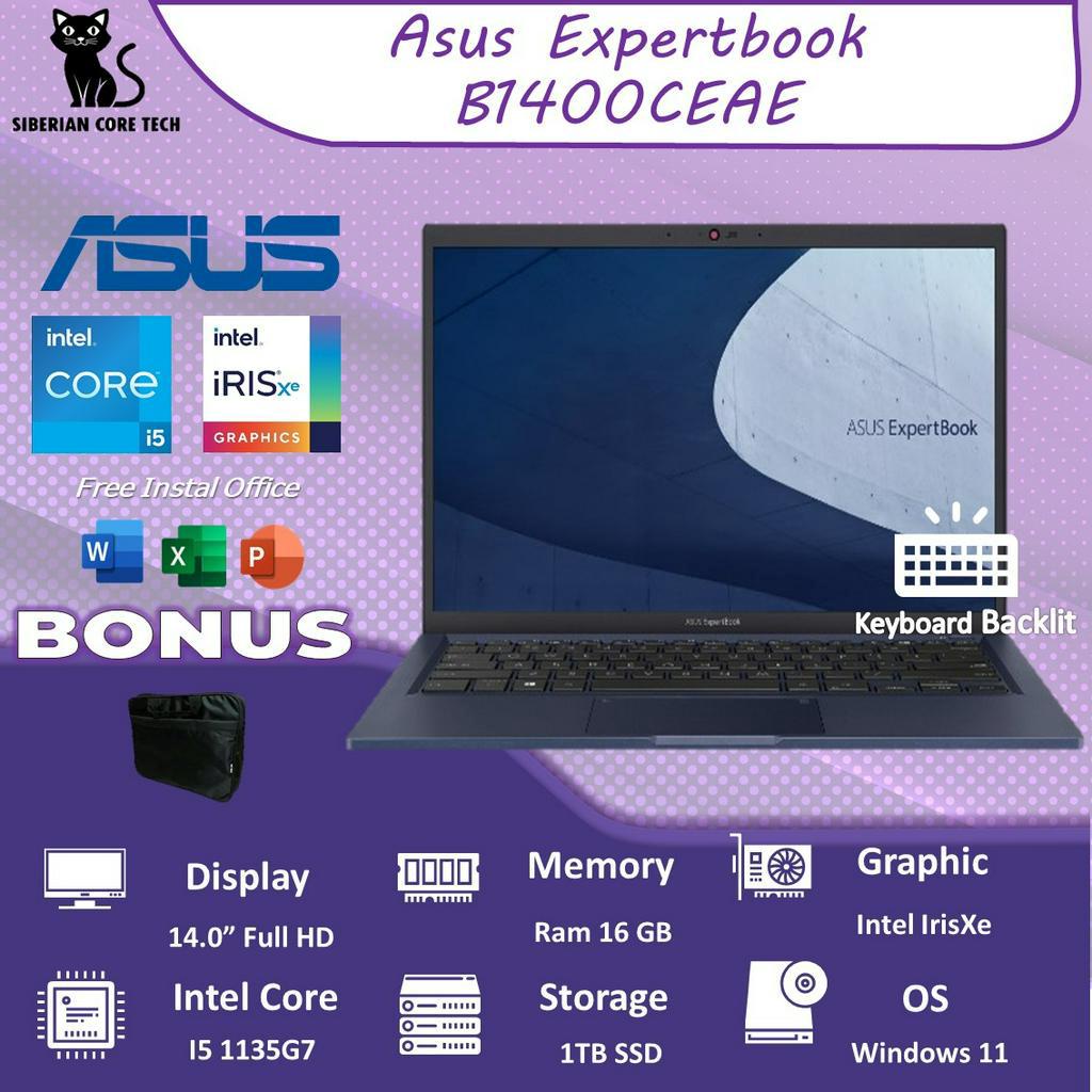 LAPTOP ASUS EXPRETBOOK B1400CEAE I5 1135G7 16GB 1TBSSD W11 14.0FHD ( ASUS BAG )