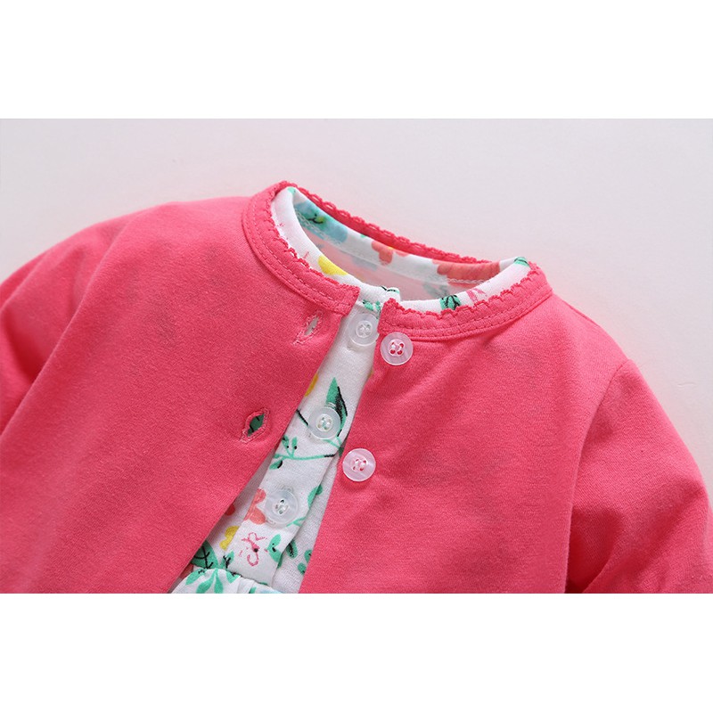 Fashion Bayi: Dress Print Floral Gaya Korea dengan Cardigan Pink