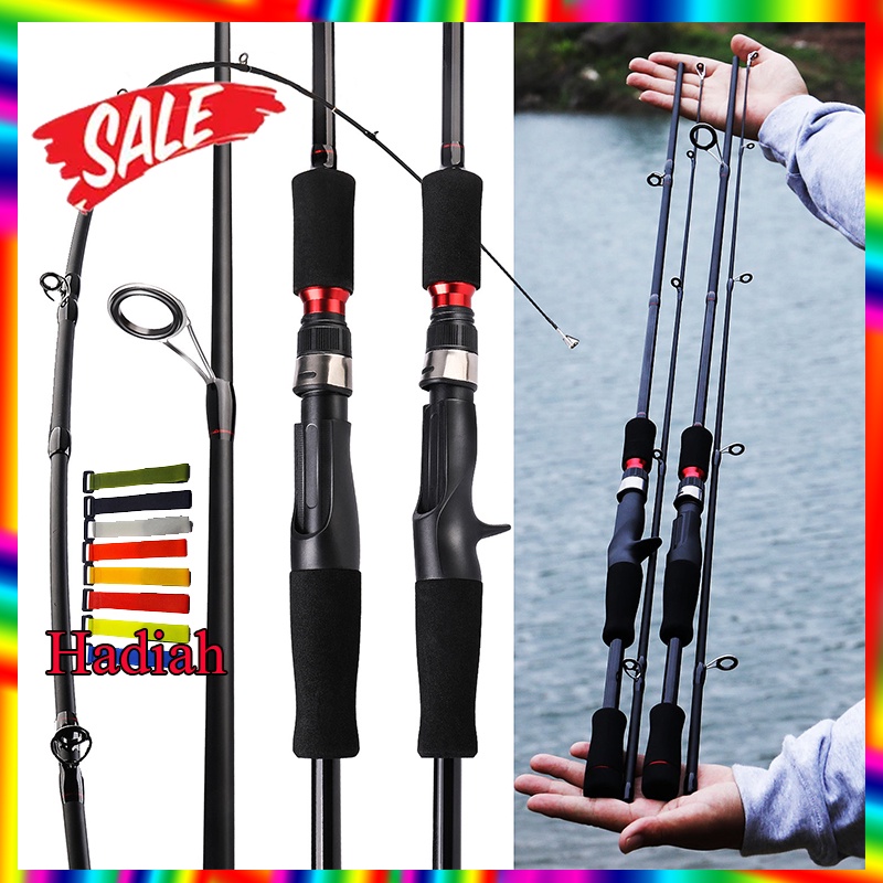 Fishing Rod Fiber Carbon Tip Carbon Max Drag 9kg Fishing Rod 2 Sections Joran Pancing Kaku Lentur Fiber Solid Murah Kuat  Bahan Serat Karbon Warna Polos Ukuran 1.8m 2.1m M and ML Power Spinning Casting Fishing Pole Sangat Ringan Dan Portabel