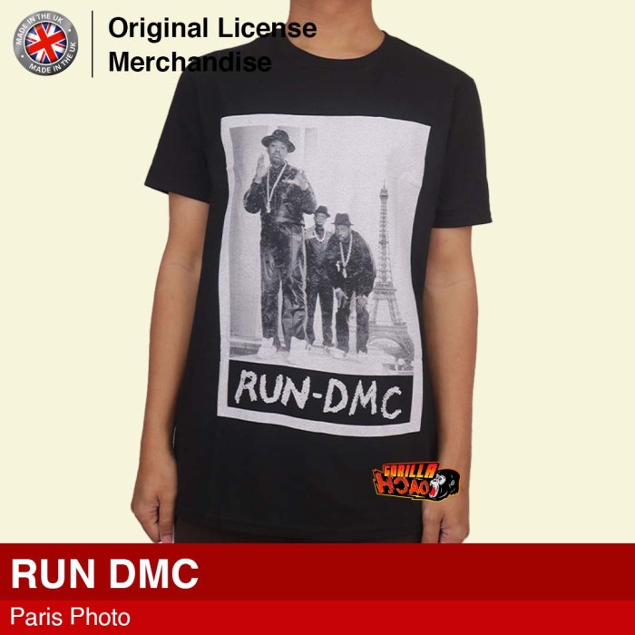 Kaos Baju Musik Band Katun Unisex Pria Pendek Ori RUN DMC Paris Photo