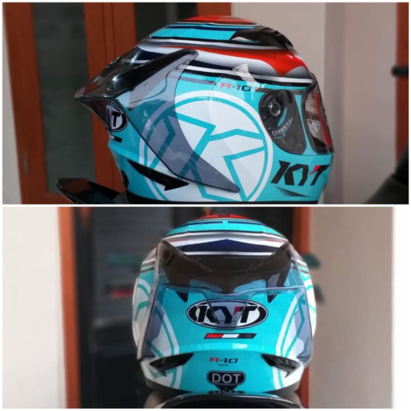 HELM KYT R10 AQUA MARON PAKET GANTENG