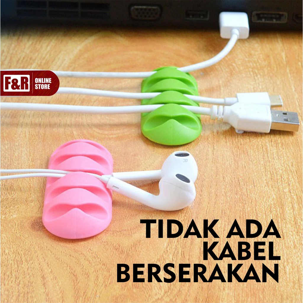 Klip Kabel Organizer Tempel Penjepit Kabel Charger HP USB Headset Earphone Gadget Clip Holder 5 Slot