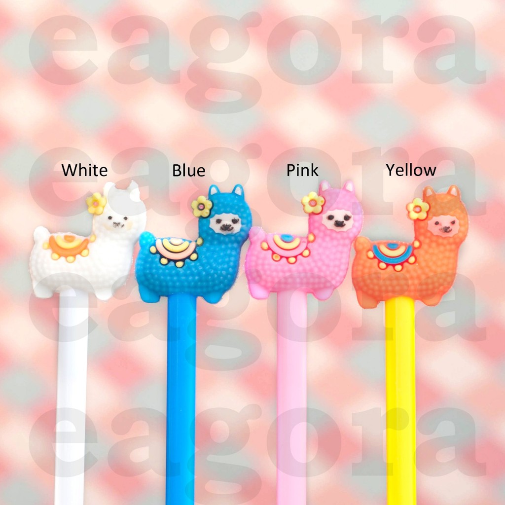 

Pulpen Gel Domba Alpaca with Flower Lucu Pena Unik