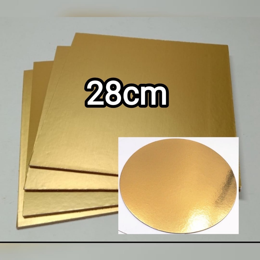 

tatakan alas kue tart kotak bulat gold 28cm