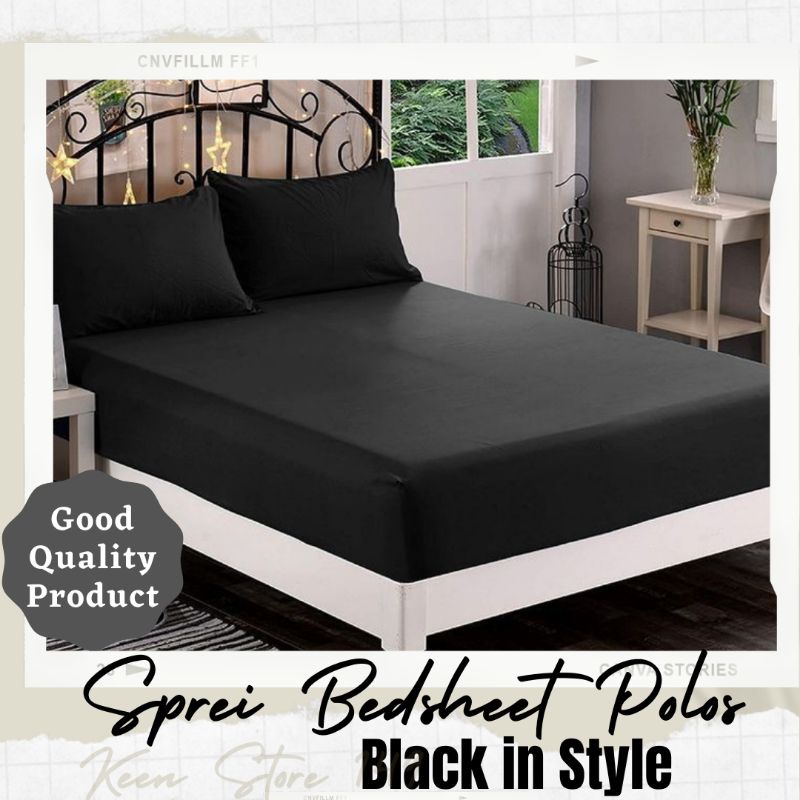 Sprei Hitam Single Black Polos Embos Seprai 90 100 120x200 Kasur Kecil Kos Asrama No 3