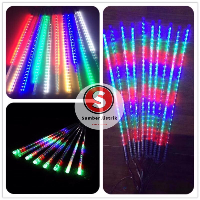 lampu meteor led isi 10pce batang/50cm /jatuh rain snow taman hias meteor/lampu meteor 50cm rgb