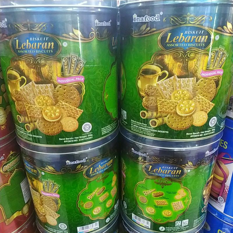 Biskuit Lebaran Assorted Inafood 300 gram - biscuit kaleng idul fitri parsel
