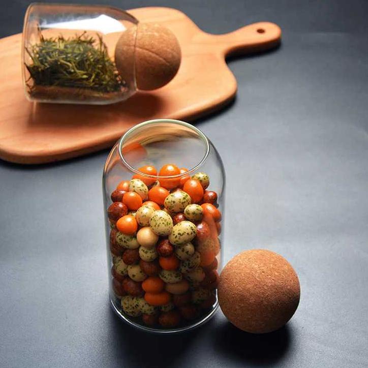 (LANGSUNG ATC..) Toples Kaca Unik Tutup Kayu Wadah Susun / Tempat Penyimpanan Gula Teh Kopi Tepung B