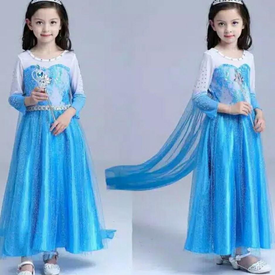⅍ baju frozen + GRATIS AKSESORIS | baju frozen anak perempuan baju elsa frozen baju frozen gaun KE67