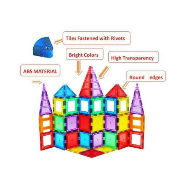 Mainan Magnetic Tiles100pcs/ Mainan Edukasi Anak  Magnetic Building Tiles