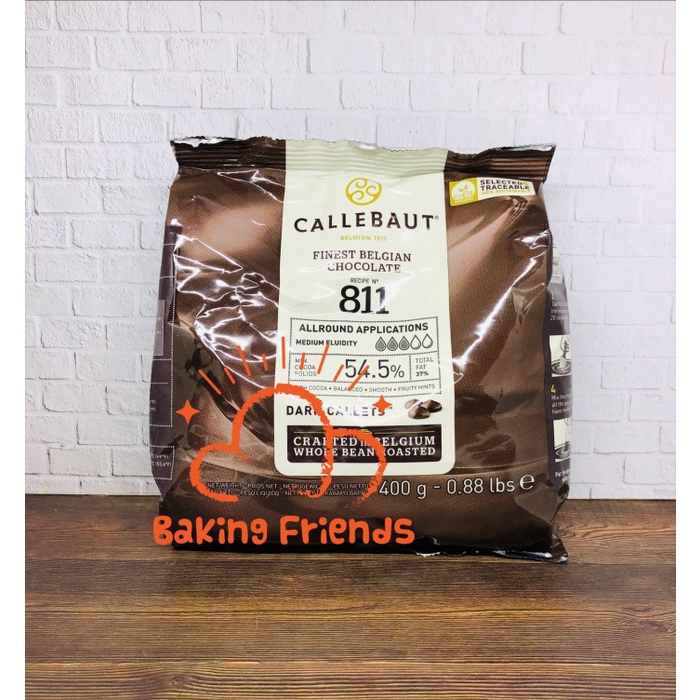 

Callebaut 811 Dark Chocolate 400GR/Dark Callets 54.5% KEMASAN ASLI