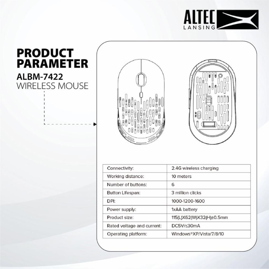 Trend-Altec Lansing Mouse Wireless Rechargeable ALBM7422