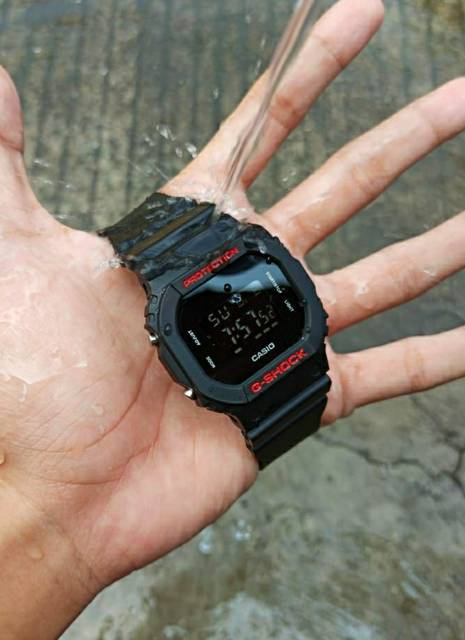 TRENDINGGGG Jam Tangan Casio Gshock Water Resist Berenang Mandi Hujan - Hitam list Merah