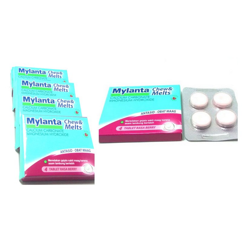 MYLANTA CHEW&MELTS RASA BERRY (OBAT MAAG) 4 TAB X 4 PACK