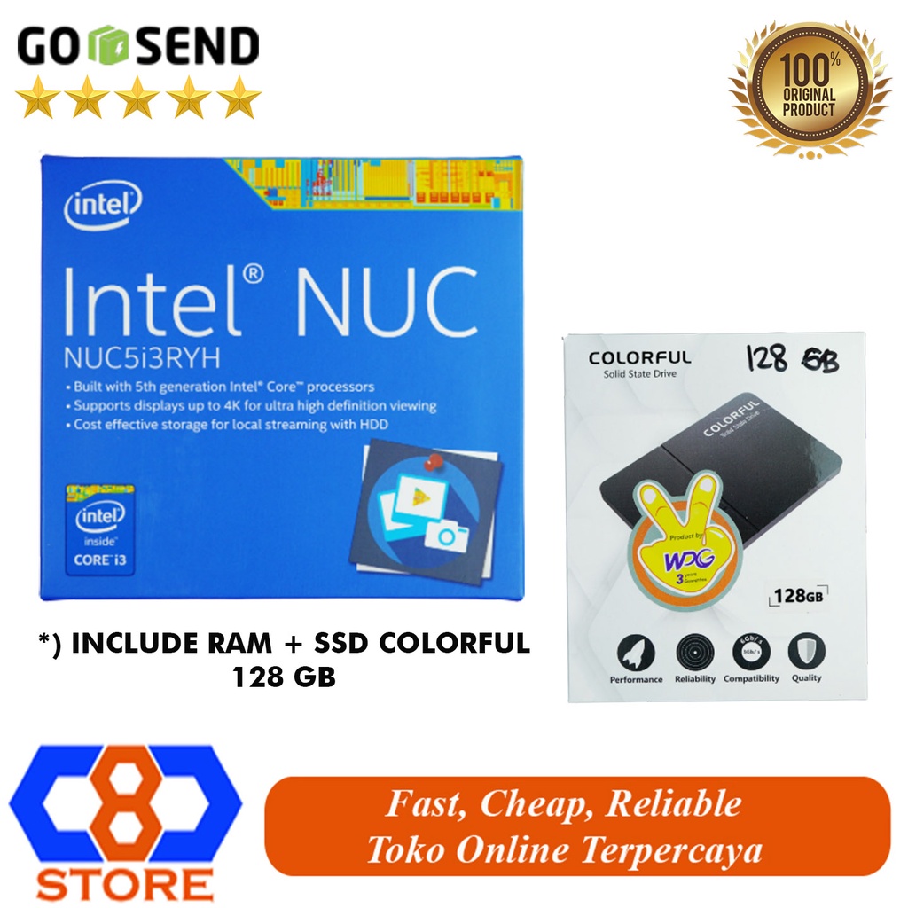 KOMPUTER MINI PC KIT INTEL NUC NUC5I3RYH I3 RAM 4GB SSD 120GB RESMI