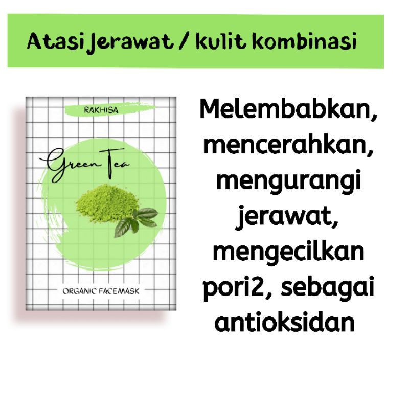 MASKER WAJAH ORGANIK 20gr 12 varian-Greentea
