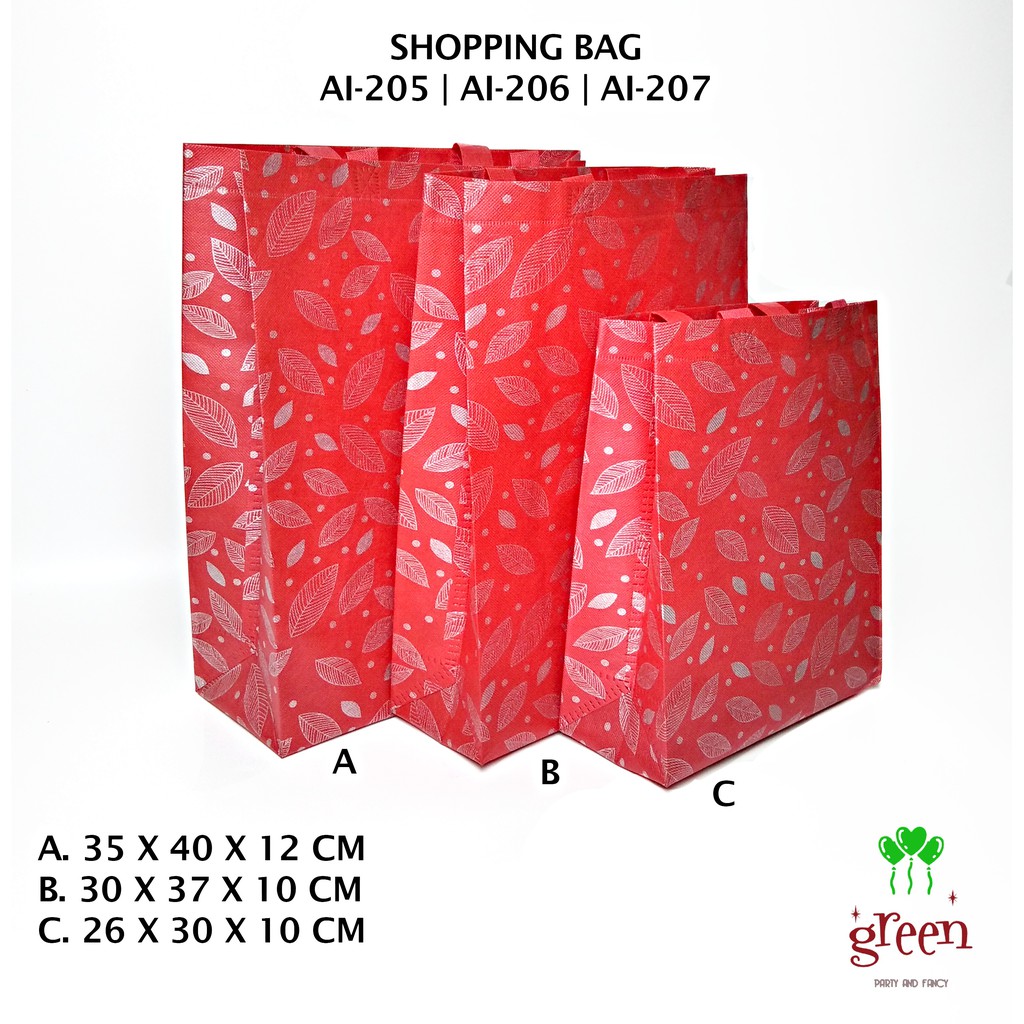 

Goodie bag Gift bag Shopping bag Tas kado Tas souvenir Tas spunbond motif daun