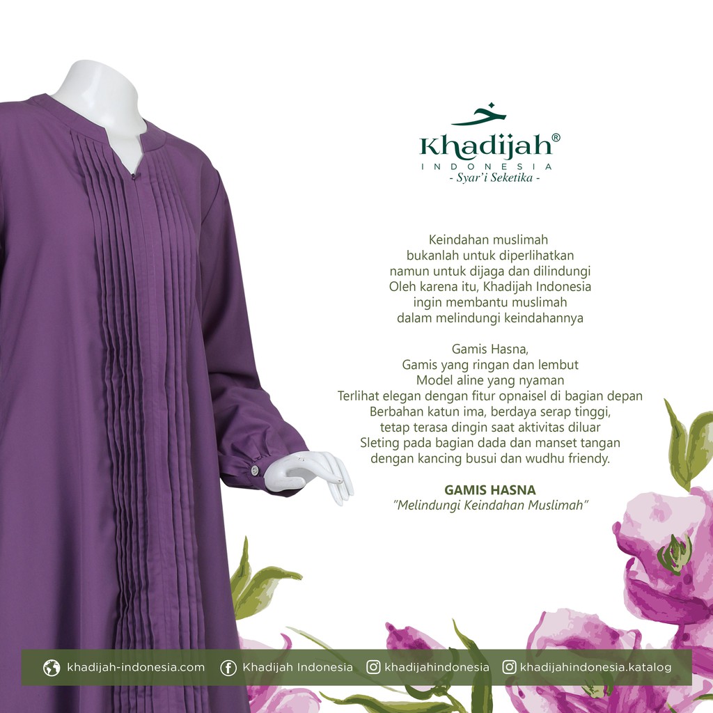 HASNA GAMIS Ringan dan Lembut Model Aline Busui dan wudhu friendy Khadijah Indonesia bahan katun ima