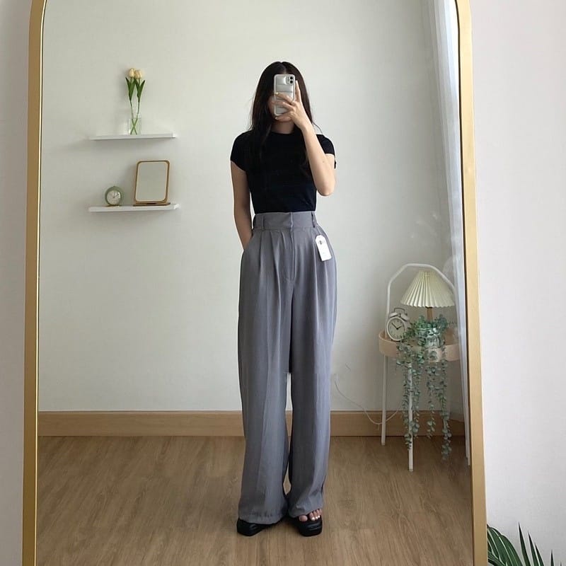 LOOSE PANTS - CELANA KULOT CRINKLE HIGHWAIST WANITA CULLOTE PANT 3412 - HIGHWAIST PANTS - KULOT CRINKLE PREMIUM - WIDE LEG PANTS - CULLOTE HIGHWAIST – HIGHWAIST- CELANA KULOT – CULLOTE - KULOT - CELANA WANITA KEKINIA