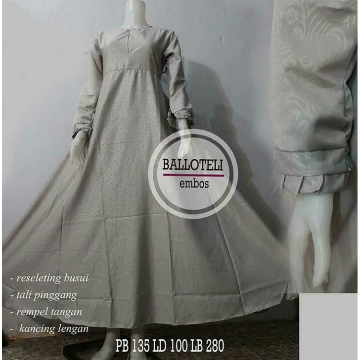 gamis embos tangan rempel maxidress syari baloteli embos kilap pesta