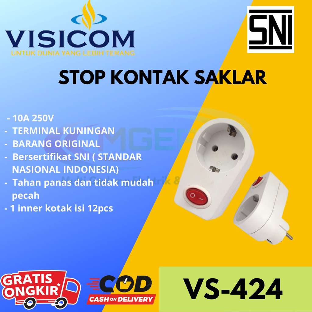 Visicom Stop Kontak Steker Saklar on off Original SNI VS 424 P