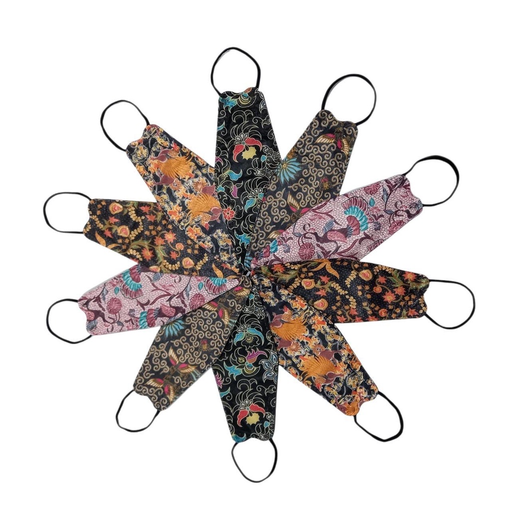MASKER KF94 CAREION MOTIF MANIK CROME / BUNGA / KUPU KUPU / BATIK MASKER KF 94 3D 4PLY ISI 10PC.